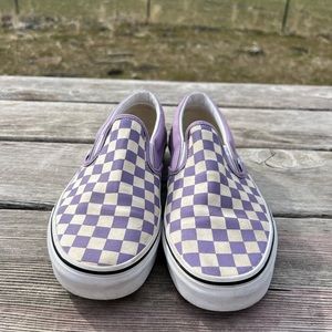 Womens checkered vans, purple